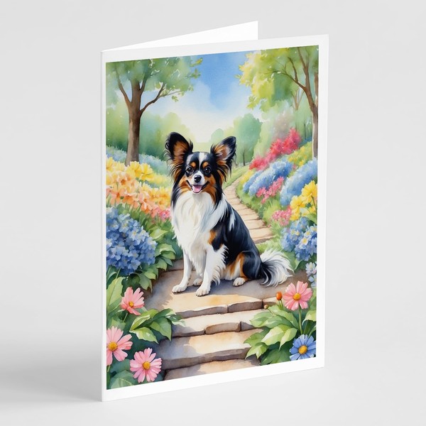 Caroline's Treasures Papillon Spring Path Greeting Cards Pack of 8
