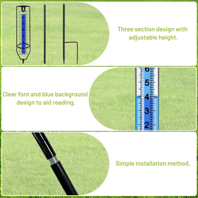 Rain Gauge for Outdoor 7 Inch Adjustable Height Rain Gauge
