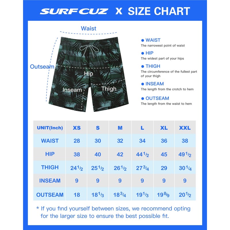 SURF CUZ 9" Mens Swim Trunks with Compression Liner Swimming