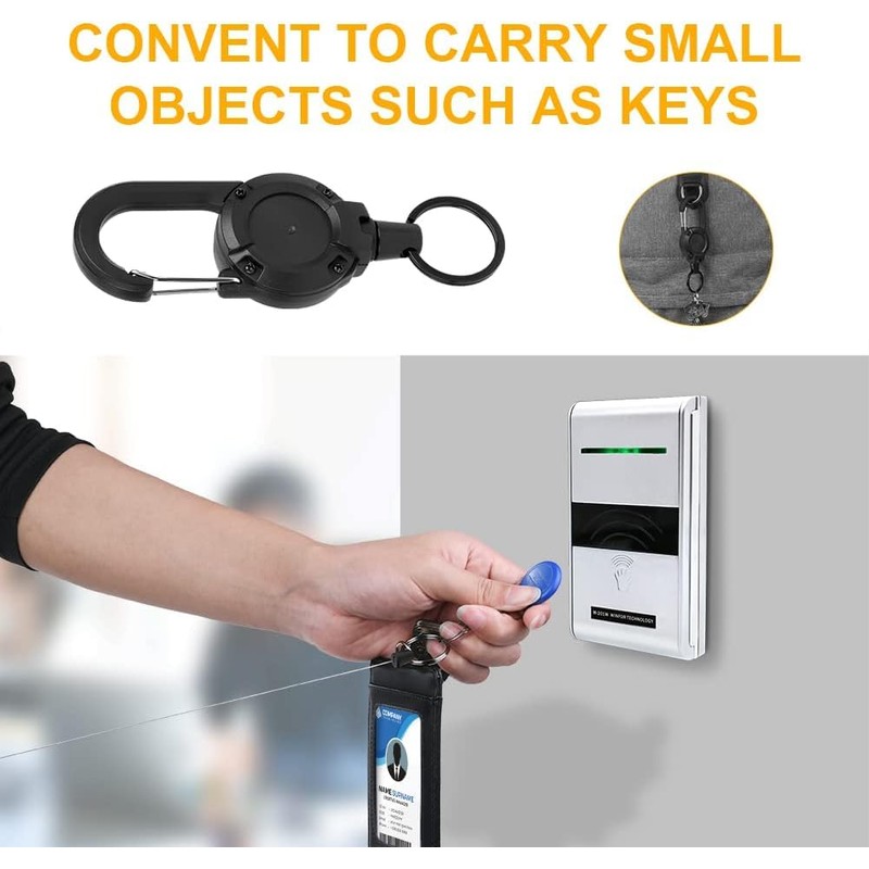 4 pieces lanyard, extendible, durable retractable key ring, retractable key