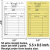 5.5 x 8.26 Inch Receipt Pad Receipt Book Order Forms