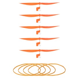 sourcing map Plastic Propeller, Propeller Props Blade with Rubber Band Hooks Helicopter Kit 7" Fold Resistant for STEM Activities Powered Airplanes DIY Science(Orange, Pack of 5)