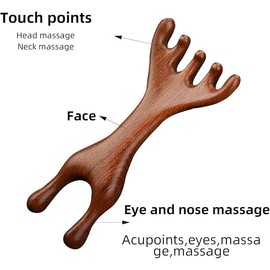 3pcs Wezxrauo Golden Sandalwood Meridian Comb – Gua Sha Massage Tool for Head, Face, Neck & Scalp Relief, Acupressure Therapy Brush for Tension & Lymphatic Drainage, Wooden Claw Massager