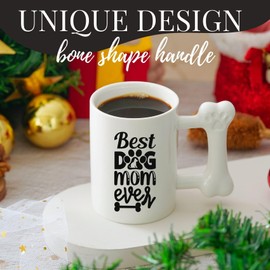 Dog Lover Gifts for Men Women, Dog Owners, Novelty Gifts for Dog Dad Dog Mom, Dog Bone Shape Coffee Mugs 13.5oz/400ml, Best Dog Mom