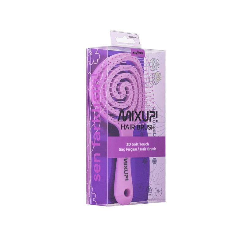Mixup! 3D Soft Touch Organic Hair Brush, Purple, Hair Brush