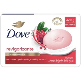 Dove Jabón en Barra Revigorizante Granada y Verbena, para una piel suave y fresca, con 1/4 de crema humectante 4 pack de 90 gr c/u