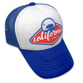 Sol Baby California Bear Local Badge - Gorro de camionero para niños, Azul / Patchwork, X-Small