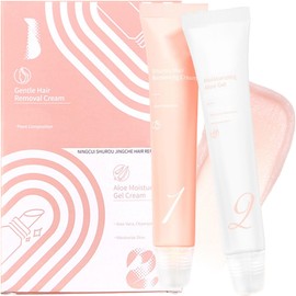 Facial Hair Removal Cream Set, Effective Quick Facial Hair Removal Kit with Moisturising Aloe Gel, Plant-Based Formula, Upper Lip Treatment, Face Hair Removal for Women