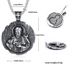 CQHODFYA St Michael Necklace for Men and Women, Stainless Steel Chain with Saint Michael Archangel Pendant, Jewellery Gift, Silver Chain 23.6 Inches - With Jewellery Box, Gemstone