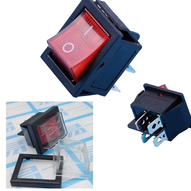 KCD4 3PCS Rocker Switch - 16A/250V, 20A/125V, ON/OFF - Red,