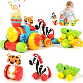 Marstone Baby Toys for 1 2 3+ Year Old Boys and Girls Birthday Gifts, Forest Train Set Toddler Toys for Ages 2-4, Learning Educational Push Animal Cars for Preschool Kids, Infant Toys 12-18 Months