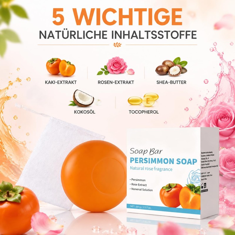 Kaki Soap Natural Soap with Rose Extract - Mild Solid