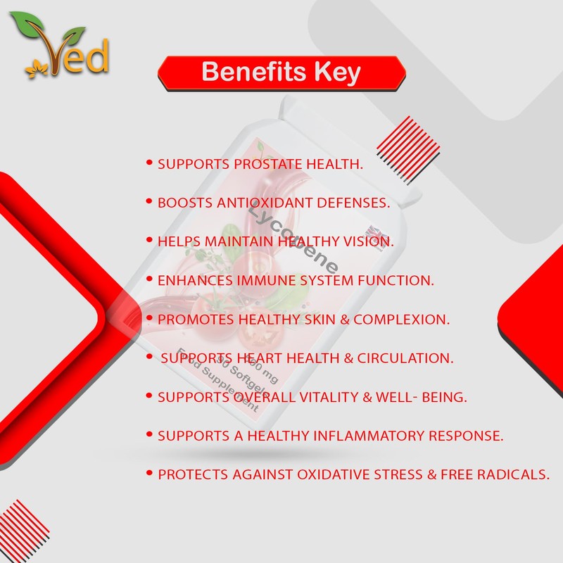 Ved Lycopene Supplement, Supports Energy Balance, Non-GMO, High Lycopene 500mg