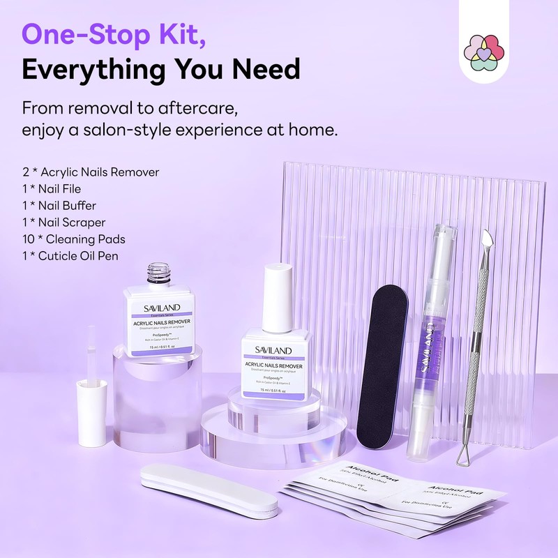 SAVILAND Acrylic Nail Remover Kit: 30 ml Acrylic Remover for