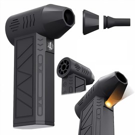 130000 RPM Mini Turbo Jet Fan Air Blower Compressed Air Duster with 3-Speed Overclocking Mode for Snow Removal Car Cleaning Keyboard PC Pet Drying Rechargeable Two 2500mAh batteries Electric Duster