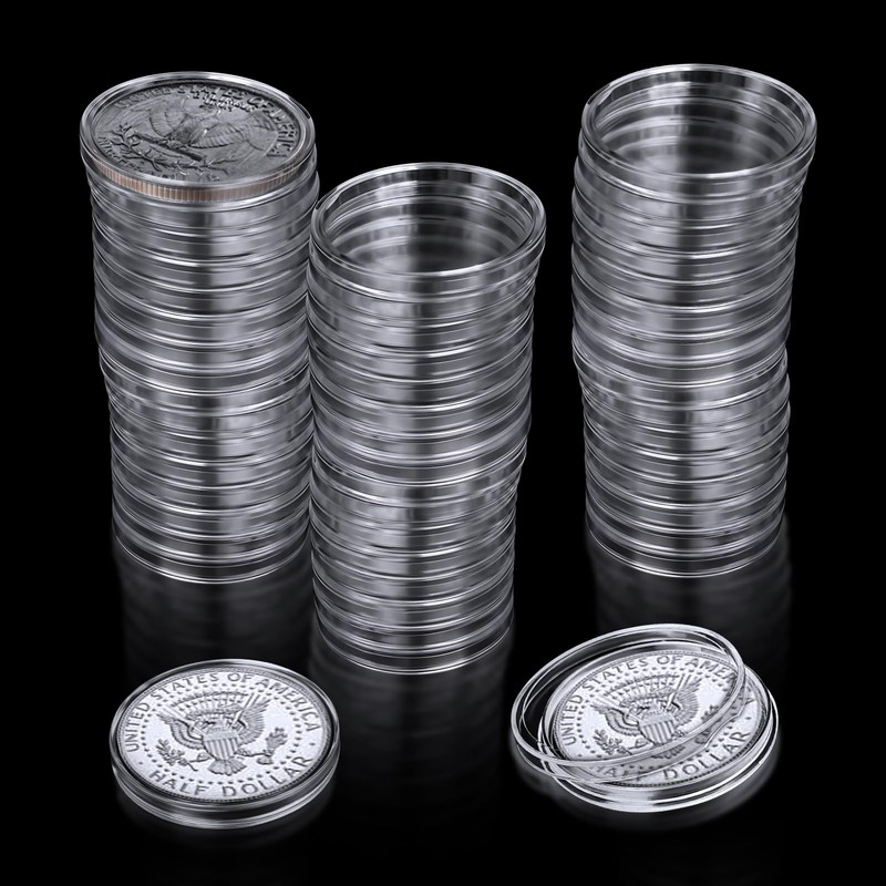 100Pcs 40.6mm Silver Dollar Coin Holder,Clear Plastic Eagles Coin Capsules