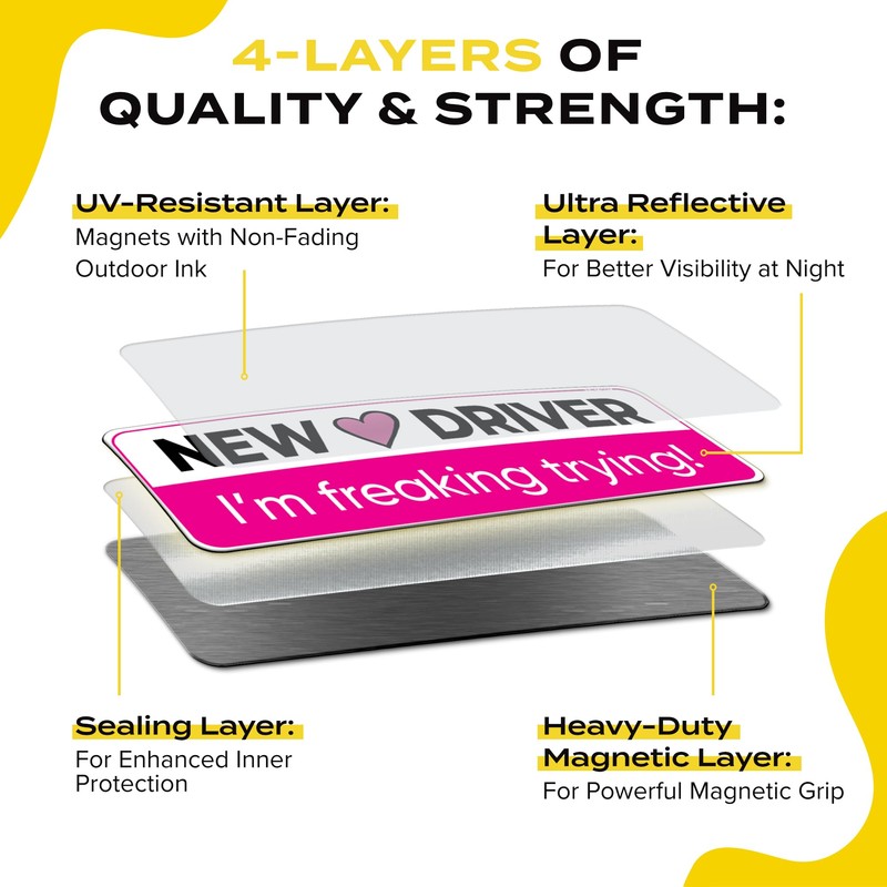 HEY-OKEY New Driver Magnet for Car - Funny Pink Please