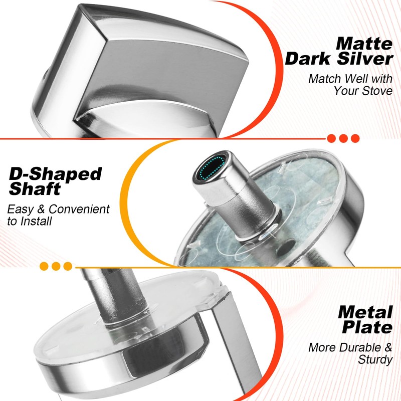 MOOTVGOO 5 Pack WB03X25796 Stainless Steel Stove Knobs Compatible with
