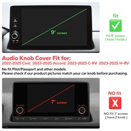 Polodunn Accessories for Honda Civic 2022-2025 & CRV/HRV/Accord/Acura Ingetra 2023-2025 with 9" inch Screen - 1pcs Audio Volume Aluminum Alloy Knob Cover Trims (Bling, for 9-inch Screen)