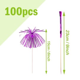 Bymivofun 100 pcs Fireworks Picks, Palm Tree Picks, Mini Drinks Picks, 6 Colour Decorations, for Fruits, Cakes, Wedding, Bar, Birthday Party