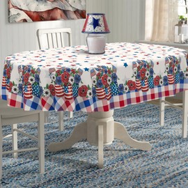 uwdfnwuif 4th of July Tablecloth Waterproof Patriotic Table Cloths for Memorial Day, Independence Day Indoor Outdoor Dining Room-60"*84" Oval
