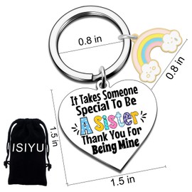 Sister Gifts Keychain for Women Teens Girls Sisters Females from Brother Little Sister Cute Funny Keychain for Sister Christmas Birthday Thanksgiving Day Gifts Stocking Suffers for Adult Sister