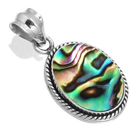 Jeweloporium 925 Silver Pendant for Women Multicolor Real Abalone Shell Gemstone Fashion Silver Pendant Necklace Christmas - Gift Boho Jewelry