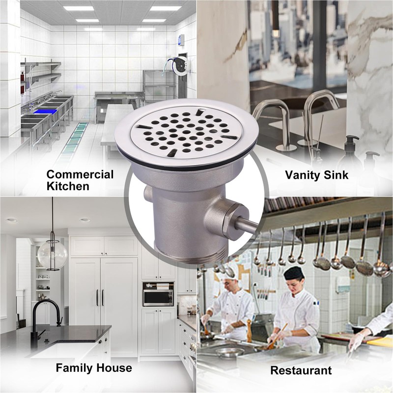 iVIGA Commercial Sink Drain: 3-1/2" Sink Opening Waste Drain Valve