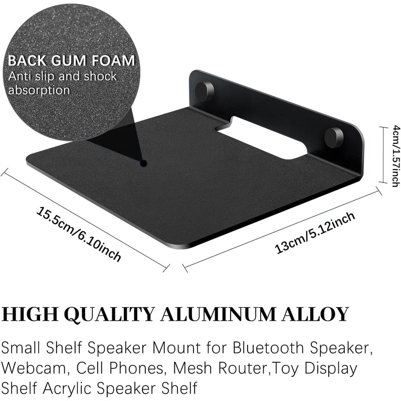 Small Black Metal Wall Shelf, 6.1 x 5.1 in Floating
