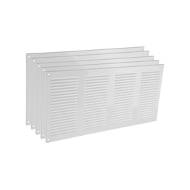 Vent Systems 16" x 8" Inch (Overall Dimensions) Pack of 5 - White - Air Vent Cover Metal Air Return Grill with Built-in Pest Guard Screen HVAC Vent Duct Cover for Home Improvement