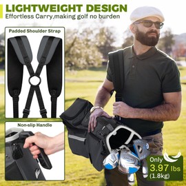 Lightweight 3-Way Golf Stand Bag – Compact Carry/Range Bag for 6–8 Clubs, Top Handle, Dual Strap, Multiple Pockets, Ideal for Practice & Par 3(Dark Gray)