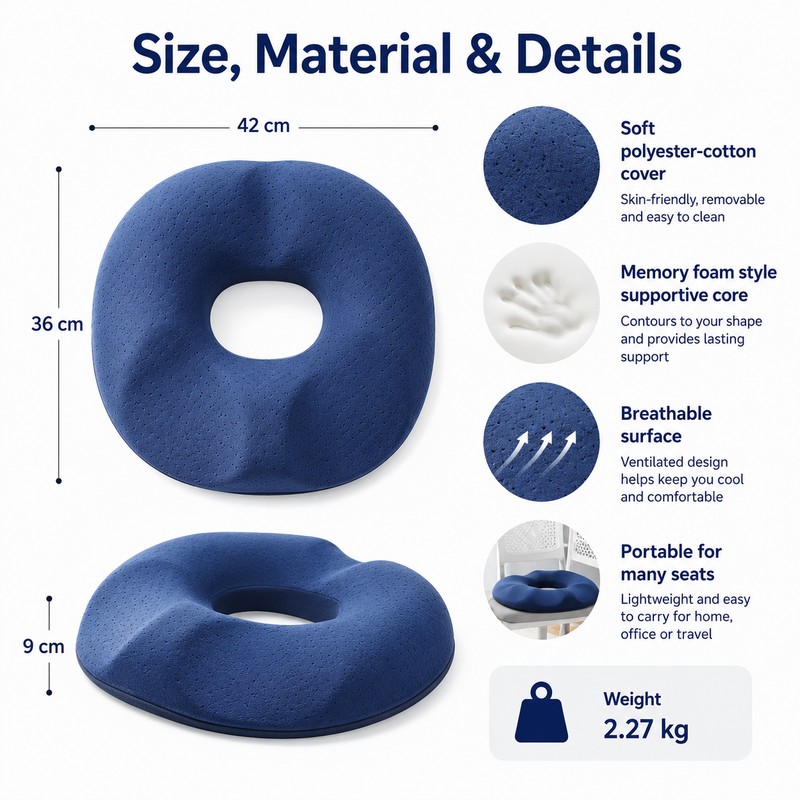 Donut Seat Cushion for Sitting Comfort – Soft Padded Chair