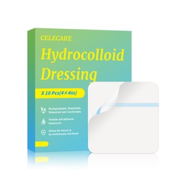 Hydrocolloid Bandage 10 Pack, 4''x4'' Thin Sterile Hydrocolloid Wound Dressing for Light to Medium Exudate Wound, Pressure Ulcer, Bed Sore, Surgical Wound,Superficial Wound, 0.35mm