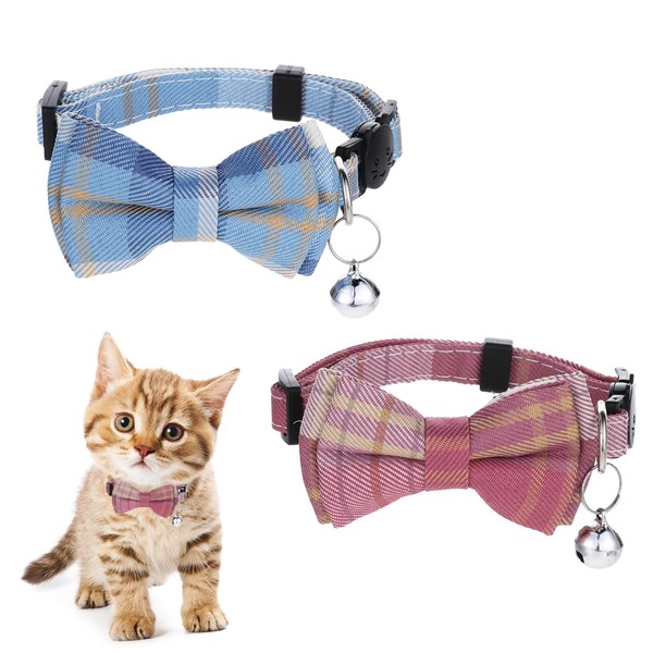 Giantree 2Pcs Cat Collar, Cat Collar with Bells, Cat Bow