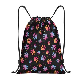 Fenmshairy Dog Paws Drawstring Backpack Gym Bag Water Resistant Lightweight Sackpack Gift for Hiking Yoga Swimming Travel Beach Shopping