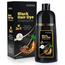 Black Hair Dye Shampoo 3 in 1, Natural Hair Dye, Semi-Permanent Hair Colour, Grey Hair Coverage, Anti Grey Effect Shampoo for Coloured Hair for Women and Men (500 ml)