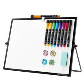 TSJ OFFICE Dry Erase White-Board - 12 X 16 Inches Portable Small Magnetic Whiteboard with Hooks for Wall, Mini Desktop Whiteboard 360 Degrees Revolving Double Sided Stand for Office, Home, School