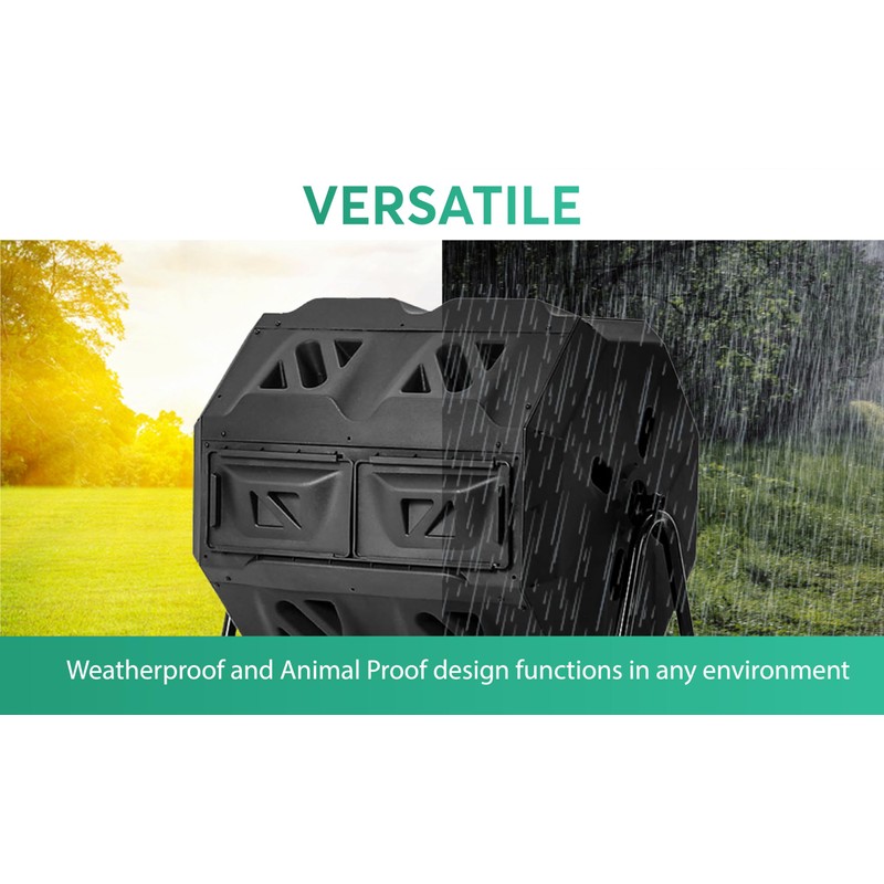 TerraTurner Outdoor Tumbling Composter Dual Rotating Batch Compost Bin, 43