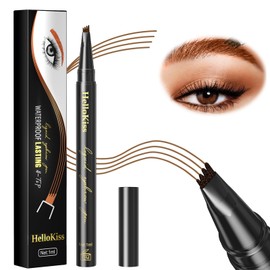 Leogony Waterproof Tattoo Pencil with 4 Micro-Fork Tip, Long-Lasting Eyebrow Pencil Microblade (Light Brown)