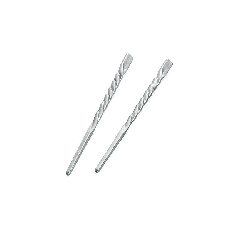 Pack 2 Slver Twist Design Chopsticks Hair Sticks Pin Up