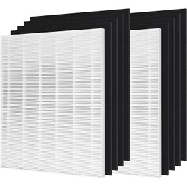 Hichoryer D480 True HEPA Replacement Filter D4, Compatible with Winix D480 Air Purifier, Compare to Winix D4 Filter, Item Number 1712-0100-00, 2 H13 True HEPA Filter & 8 Activated Carbon Filters