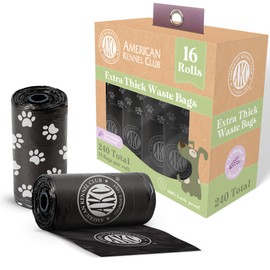 AKC Dog Poop Bags - EXTRA THICK Leak Proof Pet Waste Bags - 16 Refill Rolls - Lavender Scent - 240 Count (Paw Print)