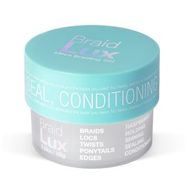 Braid Lux Braiding Gel Braids, Locs, Twists with Castor Oil, Keratin, Biotin, and Olive Oil - High Shine, Sealing Non-Flaking, Non-Greasy Scented Frizz Tamer for All Hair Types, 3.53 Ounce, Raspberry