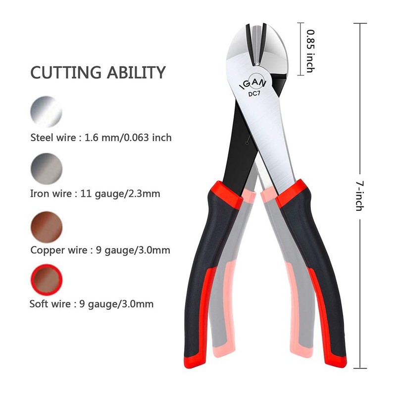 IGAN Diagonal Cutting Pliers (4 Pack), 7-inch Ultra Tough and