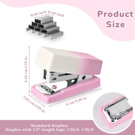 Temiary 2 Pcs Mini Desktop Stapler with Staples Standard, Small Cute Stapler for Desk, 12 Sheets Capacity, Gradient Staplers for Student or Office Use (Green & Pink)