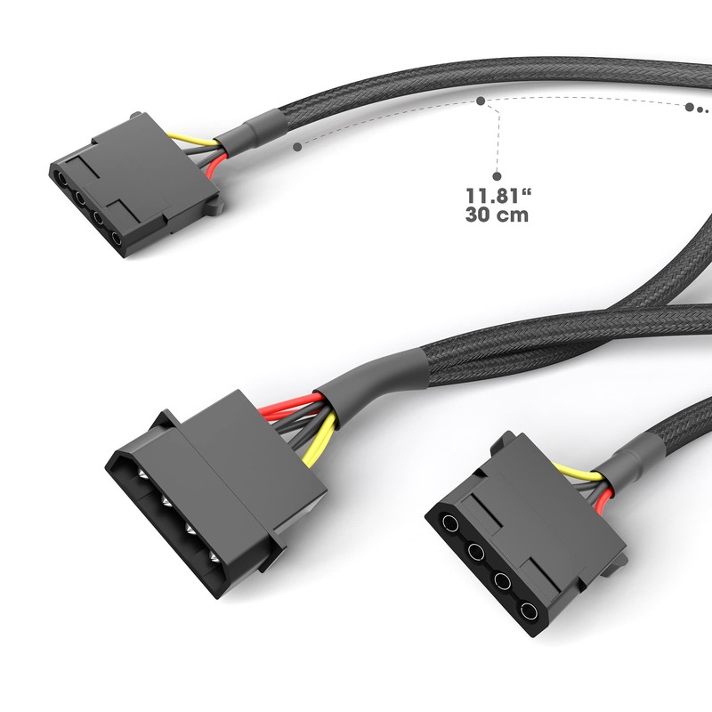 KabelDirekt – 30cm 4-pin Molex to 2x 4-pin Molex Y-cable