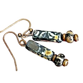 Bronze and Black Marbled Bead Earrings. Jewelry Earrings for Women #3298FE707