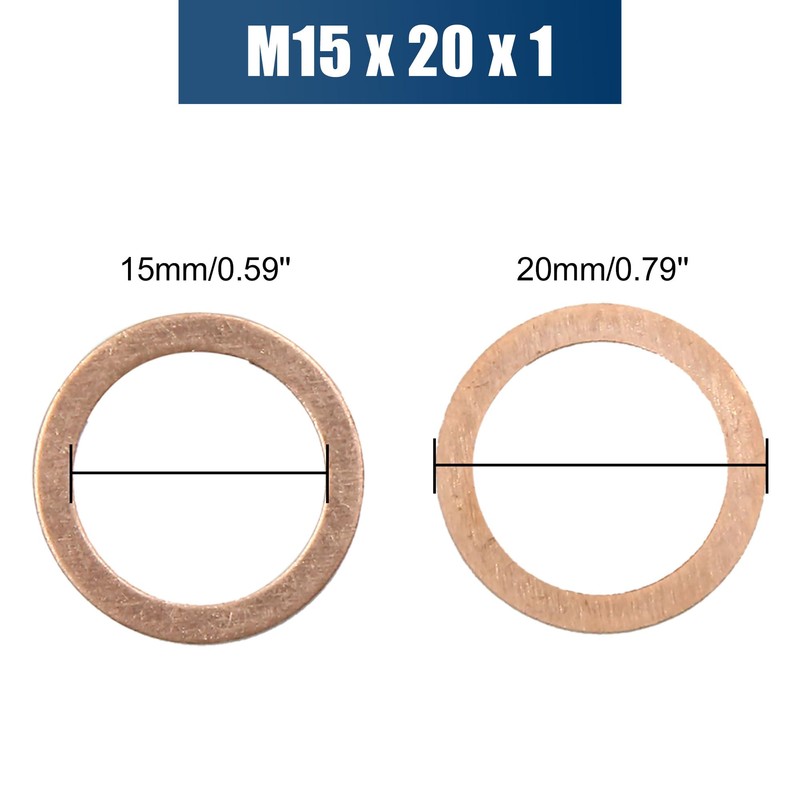 sourcing map Car Engine Copper Sealing Rings Seal Copper Sealing