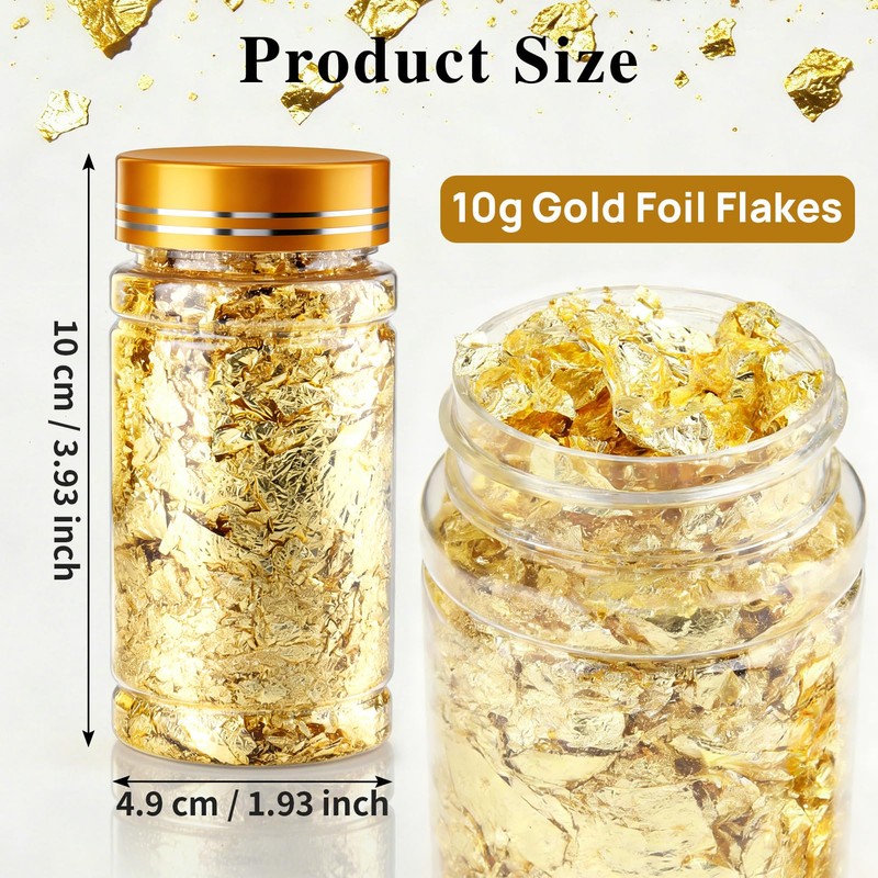 Catephe Gold Leaf Flakes, 10G (NW) Non-Edible Decorating Flakes, Imitation