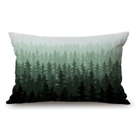 Watercolor Pine Trees Cotton Linen Decorative Throw Pillow Case Cushion Cover Pillowcase for Couch Sofa Bed,12 X 20 Inches